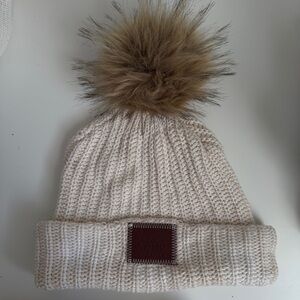 Love Your Melon Classics Pom Beanie in White Speckled